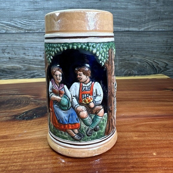 Original Vintage German Embossed Man Woman‎ Playing/Drinking Ceramic Mug - Picture 5 of 10